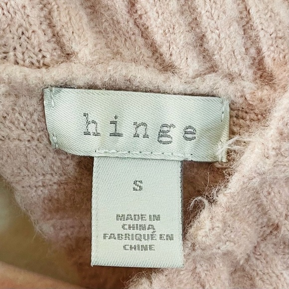 Hinge Acrylic Blend Round Neck Open Back Long Sleeve Women Sweater S Pink Soft - Picture 3 of 10